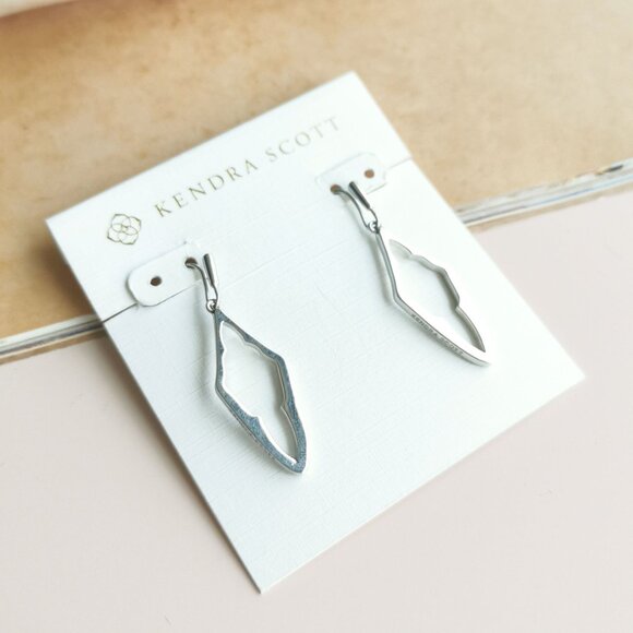 Kendra Scott Elongated Abbie Open Frame Earrings Silver - Picture 2 of 4